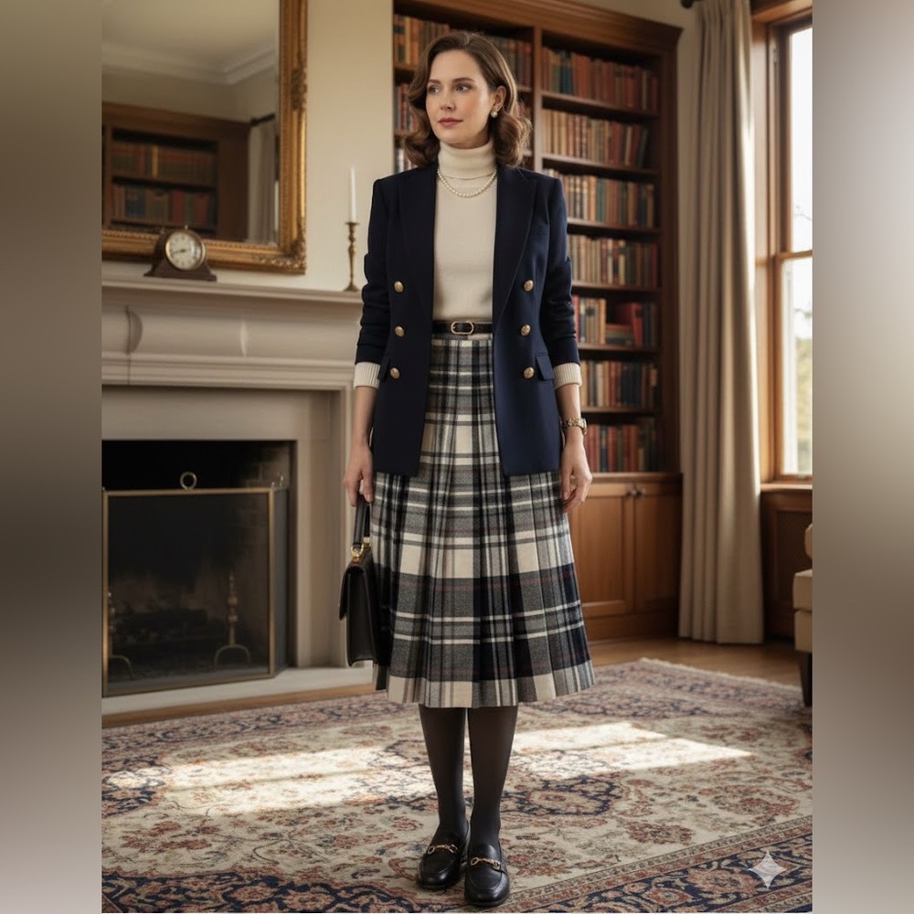 🔴Vintage Pendleton 100% Virgin Wool Pleated Plaid Skirt